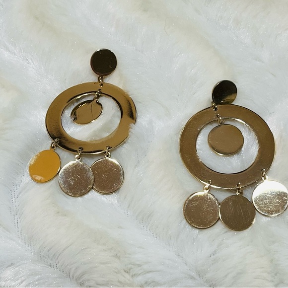 J. Crew multi Circle goldtone dangle earrings - Picture 3 of 4